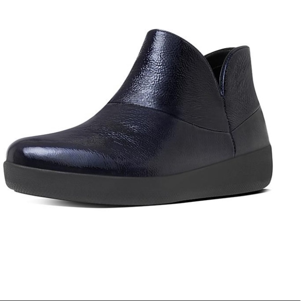 Fitflop Inky Blue Soft Patent Crinkle Ankle Boots